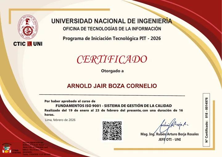Vista previa del certificado ISO 9001
